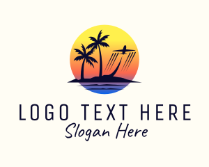 Visit - Travel Beach Plane Tour logo design