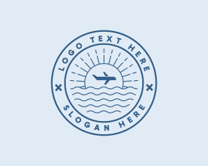 Sun - Beach Plane Travel logo design