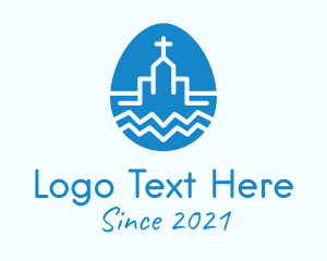 Monastery - Blue Church Egg logo design