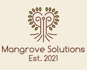 Mangrove - Heart Tree Outline logo design