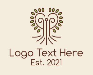 Simple - Heart Tree Outline logo design