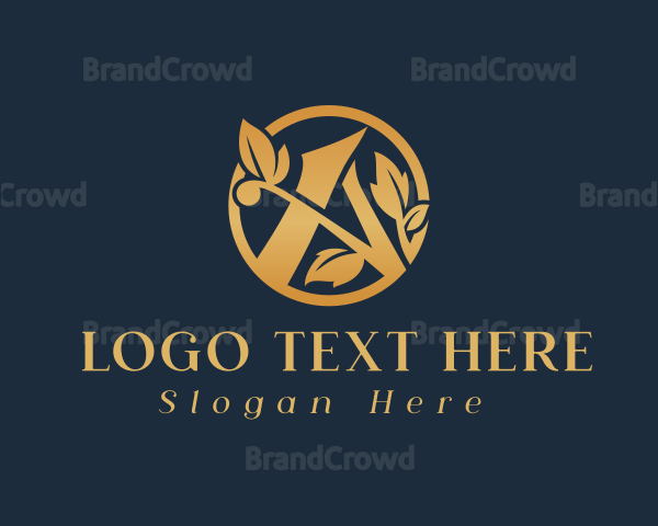 Golden Ornament Letter A Logo