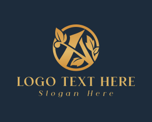 Drapery - Golden Ornament Letter A logo design