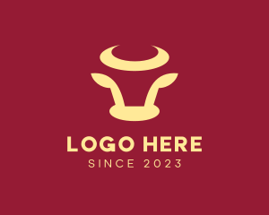 Cow - Minimalist Bull Horns logo design