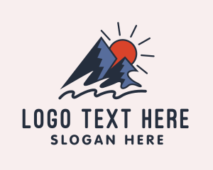 Hiking - Sunset Mountain Outdoor Camp logo design