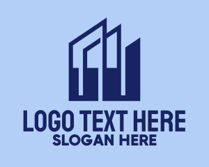 Rental - Blue Building Towers logo design