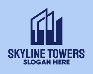 Towers - Blue Building Towers logo design