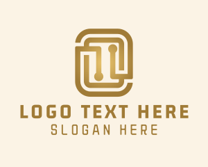 Blockchain - Gold Fintech Letter O logo design