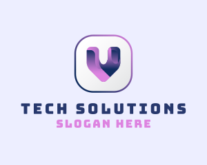 Cyber Security - Tech App Letter V logo design