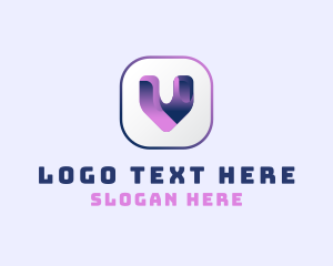 Computer - Tech App Letter V logo design
