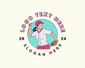 Player - Woman Baseball Player logo design