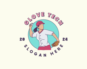 Woman Baseball Player logo design