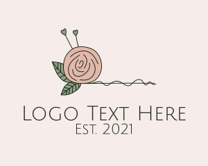 Knit - Rose Flower Yarn Ball logo design