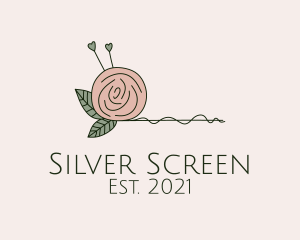 Knitting - Rose Flower Yarn Ball logo design
