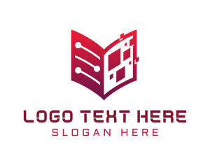 Cyber - Red Digital Tech Book logo design