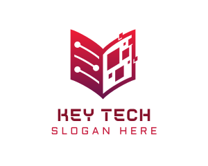 Red Digital Tech Book logo design