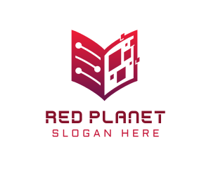 Red Digital Tech Book logo design