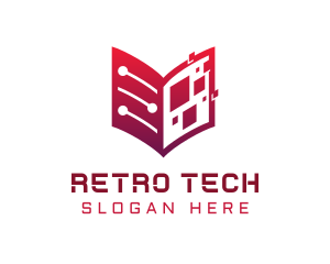 Red Digital Tech Book logo design