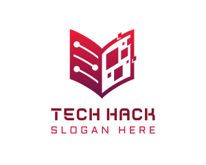 Red Digital Tech Book logo design