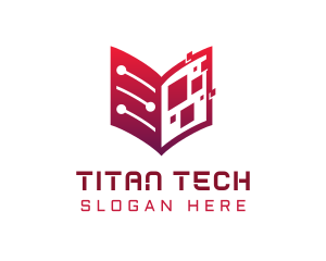 Red Digital Tech Book logo design