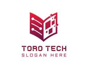 Red Digital Tech Book logo design