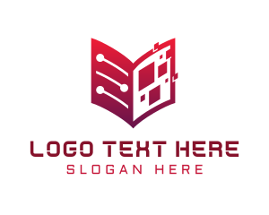 Information Technology - Red Digital Tech Book logo design