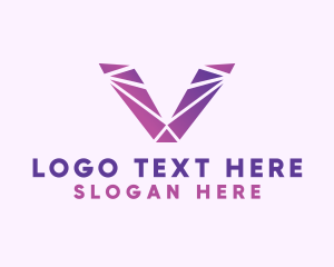 Data - Violet Purple Letter V logo design