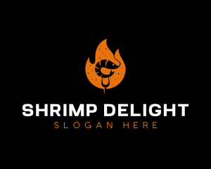 Shrimp Prawn Fire Barbecue logo design