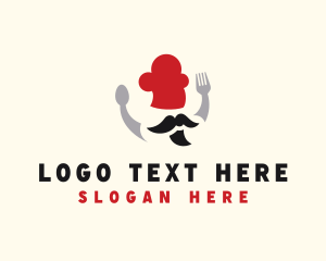 Recipe - Mustache Chef Cutlery logo design