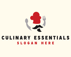 Mustache Chef Cutlery logo design