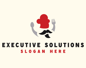 Mustache Chef Cutlery logo design