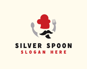 Mustache Chef Cutlery logo design