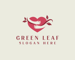 Leaf Heart Hug logo design