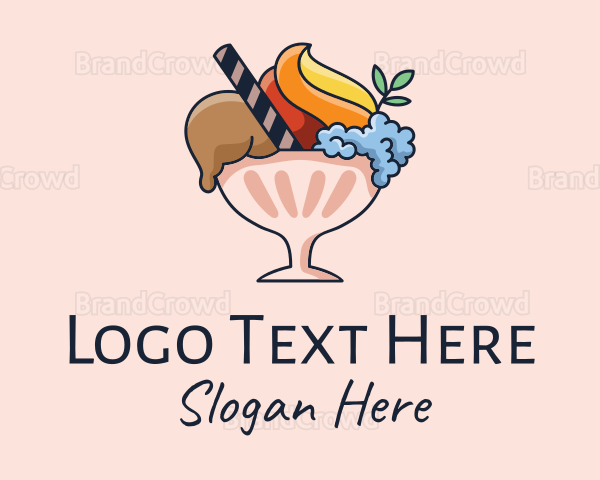 Ice Cream Sundae Dessert Logo