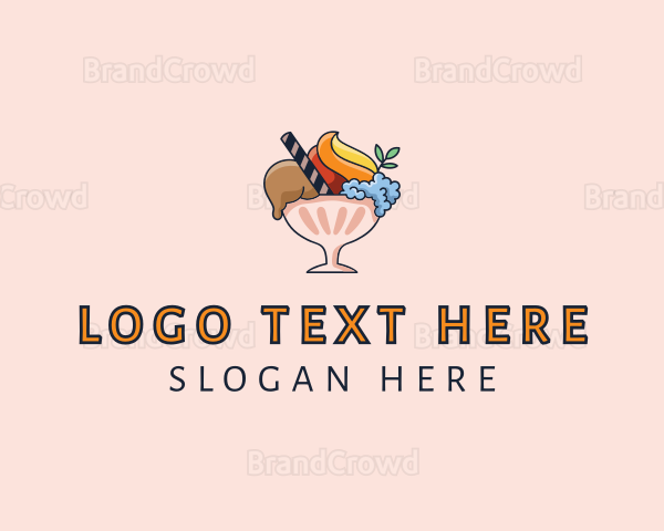 Ice Cream Sundae Dessert Logo