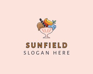 Ice Cream Sundae Dessert  Logo