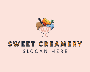 Ice Cream Sundae Dessert  logo design