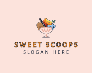 Ice Cream Sundae Dessert  logo design