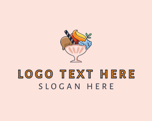 Ice Creamery - Ice Cream Sundae Dessert logo design