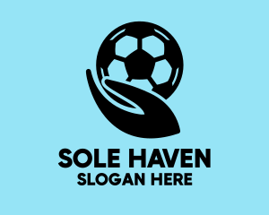 Varsity - Soccer Player Hand logo design