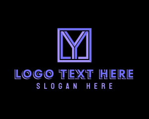 Geometric - Digital Box Letter Y logo design