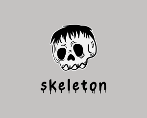 Punk Skull Skeleton logo design