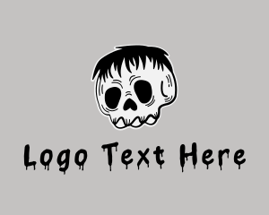 Black - Punk Skull Skeleton logo design