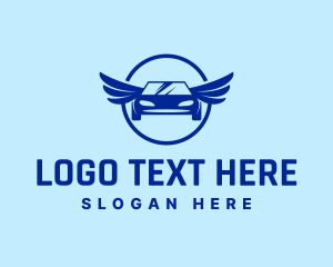Car Detailing - Blue Car Wings logo design