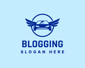 Garage - Blue Car Wings logo design