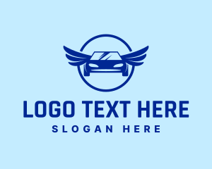 Car Rental - Blue Car Wings logo design