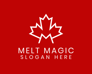 Red Canadian Maple Letter M logo design