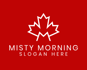 Red Canadian Maple Letter M logo design