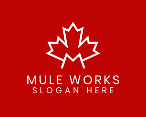 Red Canadian Maple Letter M logo design