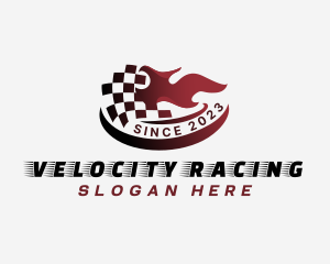 Flaming Racing Flag logo design